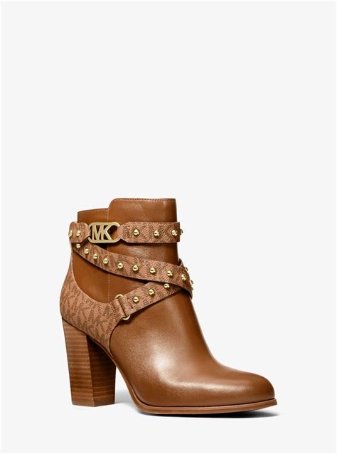 michael michael kors dolores leather chain boot|Michael Kors isabella ankle boot.